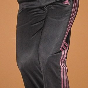 Adidas womans light black pants with pink trim