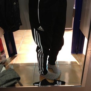 Adidas womens black pants clanging room