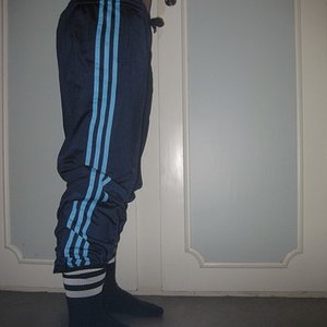 Adidas womens dark pants blue stripes