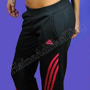 Adidas womens black pants red trim logo close