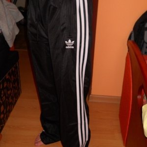 Adidas womens black pants white stripe side normal