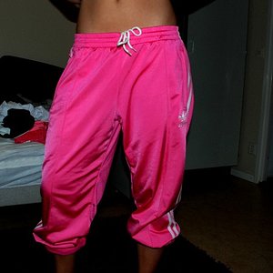 Adidas womens bright pink pants front