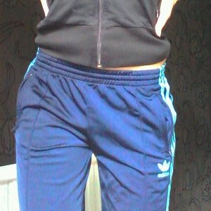 Adidas womens blue and light blue front view pants