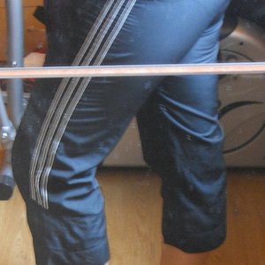 Adidas womens blue and white pants side knee line