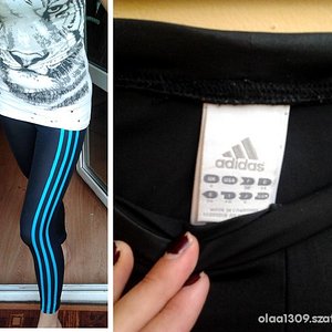 Adidas womens pants tight blue stripe two shot