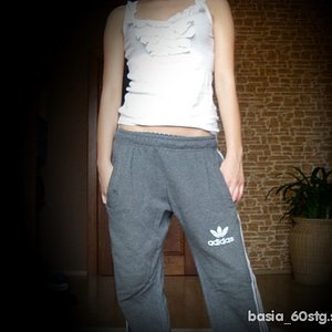 Adidas womens grey pants small white logo tanktop