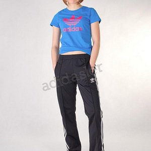 Adidas womens black pants blue tshirt