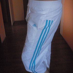 Adidas womens cloud blue pants with stripes