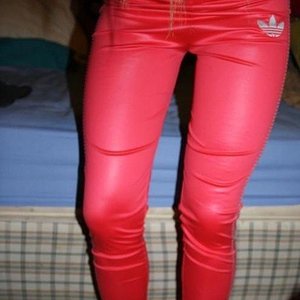 Adidas womens tight red pants front