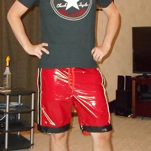 Shiny Red Nylon Shorts 3