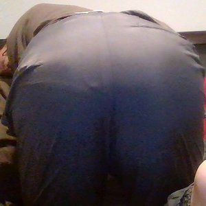 Look at my big nylon butt in my Gray Shirt and my Small Gray Athletic Works Nylon Pants 1