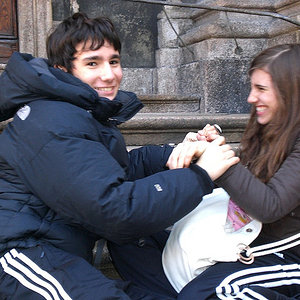 Adidas womens black pants couple laughing