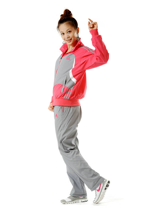 2012 Adidas tracksuit bun womens pink grey hey