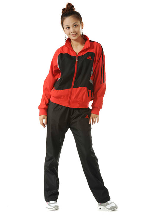 2012 Adidas tracksuit womens red front pose