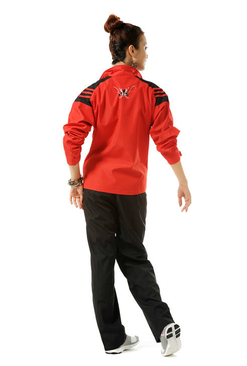 2012 Adidas tracksuit womens red  pose