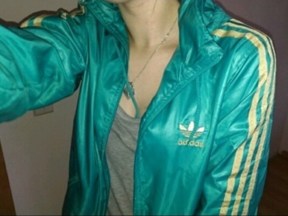 Adidas green-gold windbreaker