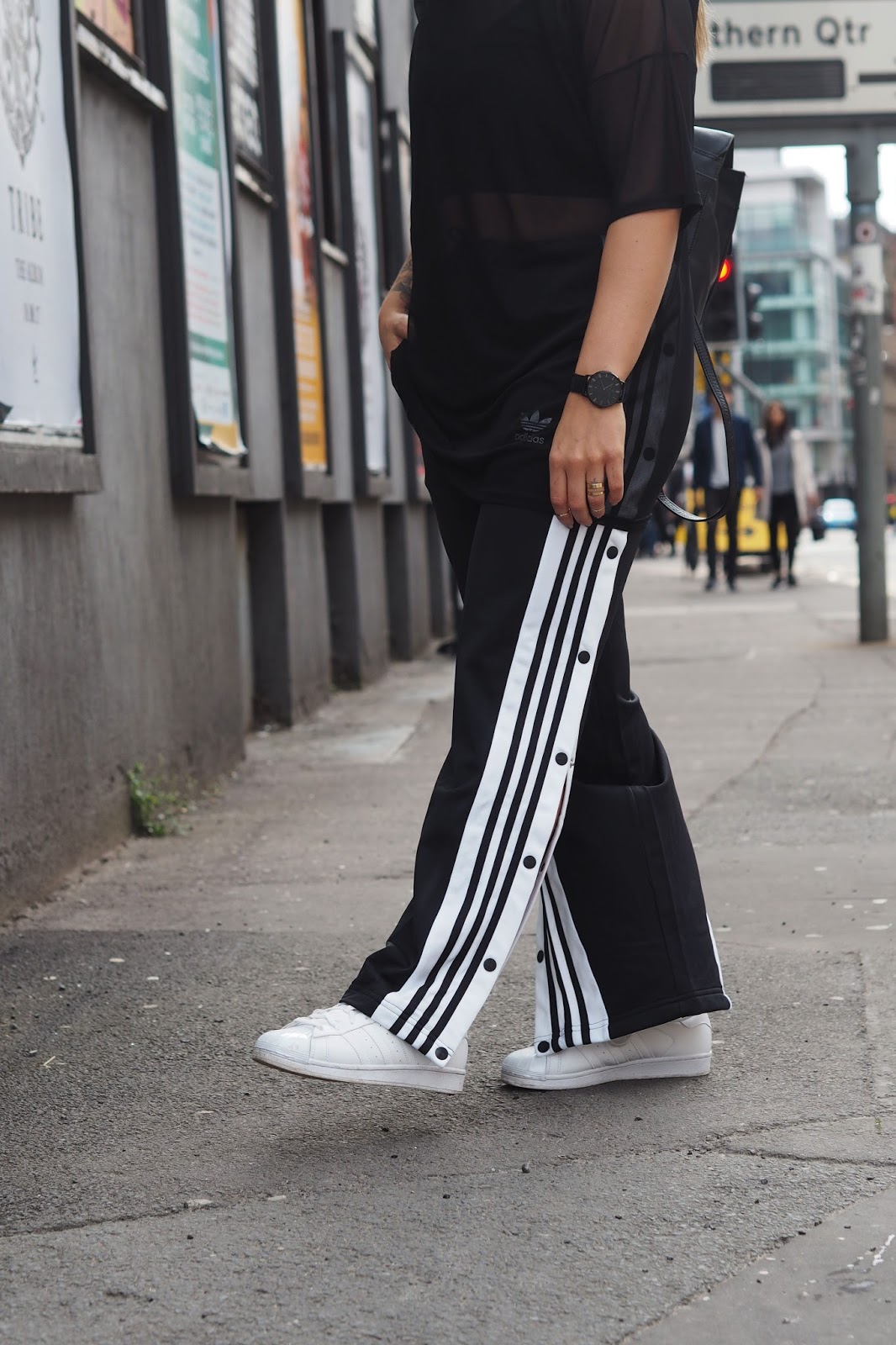 Mens adidas best sale popper trousers