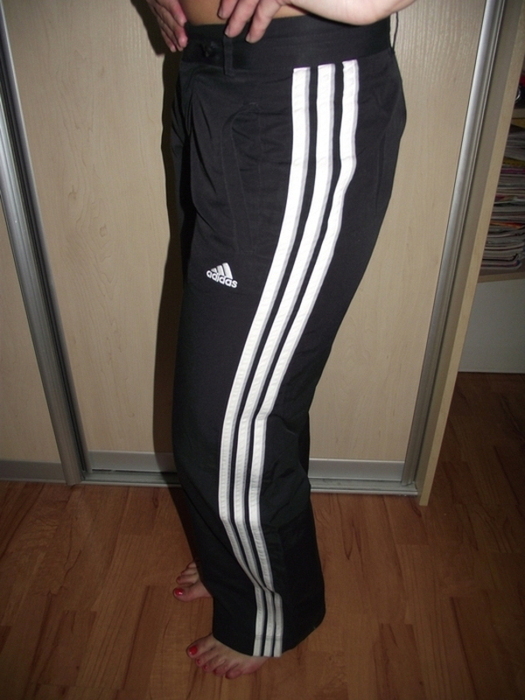 Adidas womans black smooth pants with white stripes