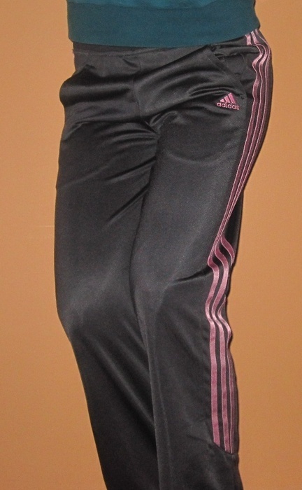 Adidas womans light black pants with pink trim