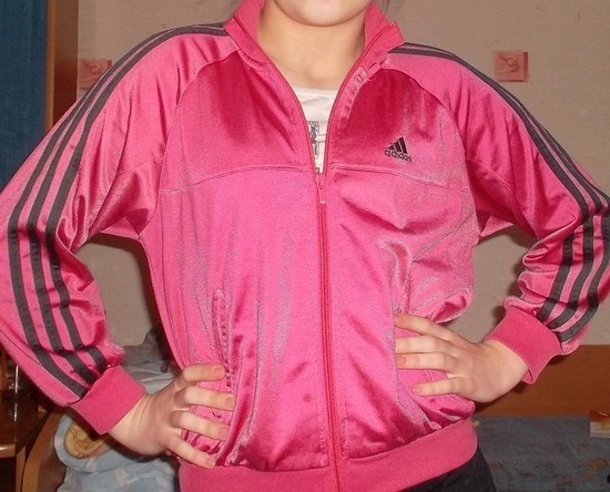 Adidas womans pink full jacket with black trim