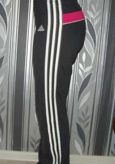 Adidas womens black and white pants shot