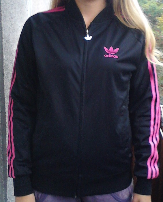 Adidas jacket pink outlet stripes