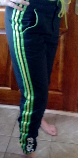 Adidas womens black pants assorted green stripe