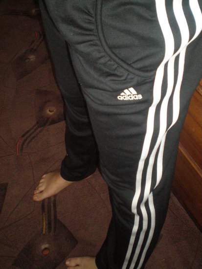 Adidas womens black pants long white stripes