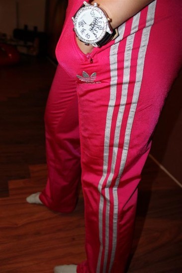 Adidas womens light red side view pants