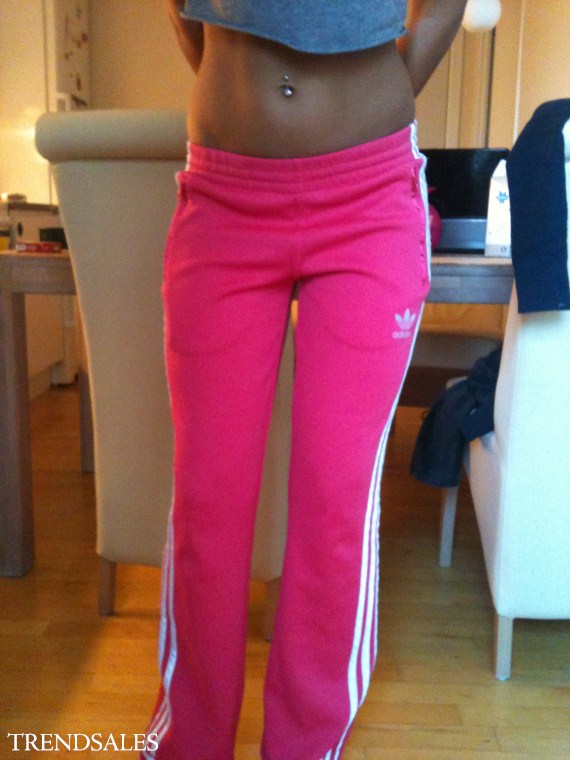 Adidas womens pink pants close front angle shot