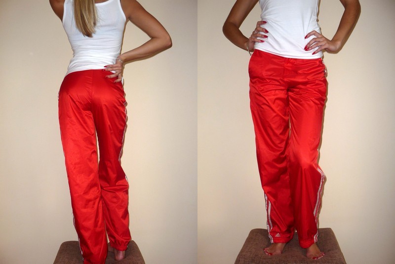 Adidas womens  red pants two shot front back