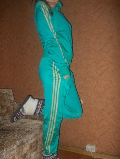 Adidas womens track suit teal side view