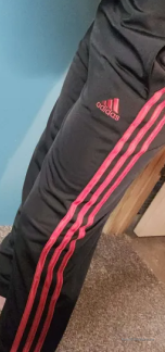 black and red adidas pants