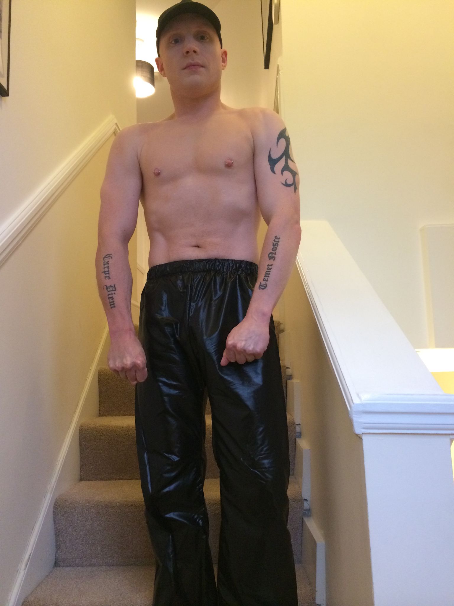 Black Starray Nylon Trackies