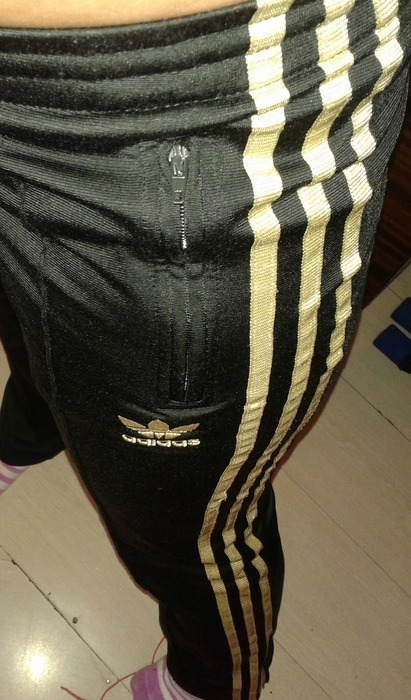 Girl with black/white1 adidas pants