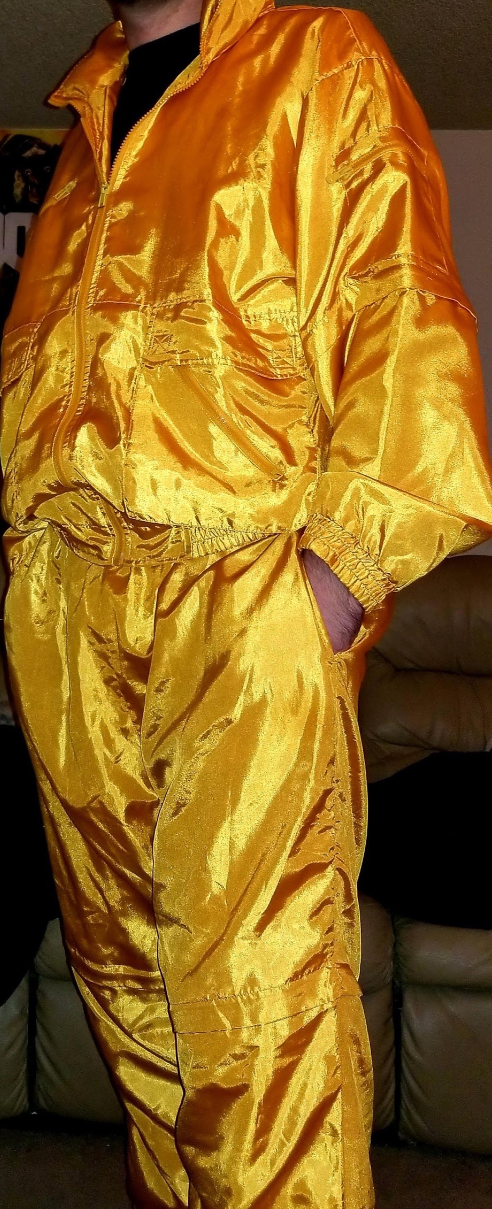 Gold swishy shellsuit