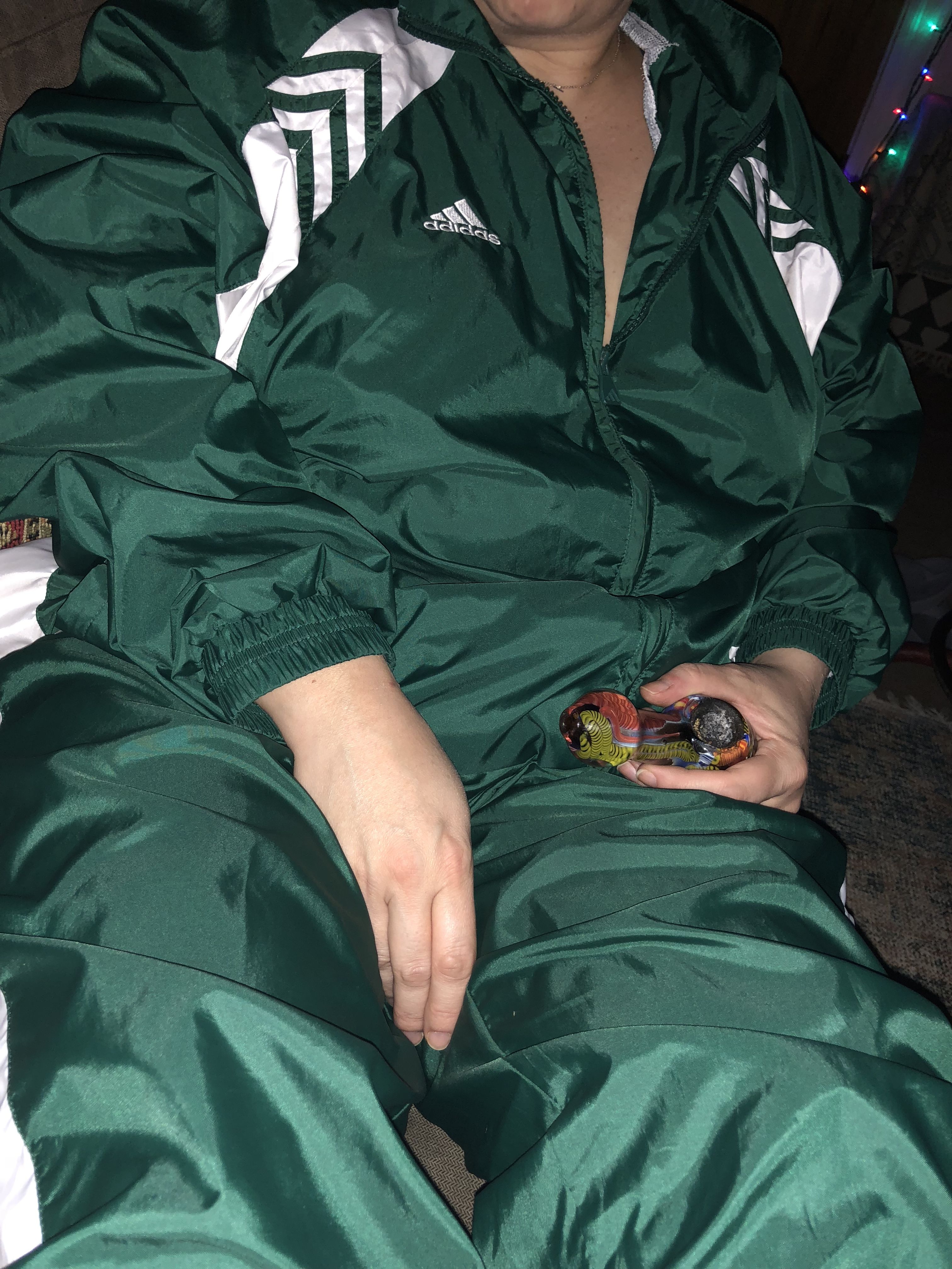 Green adidas outlet sweatsuit