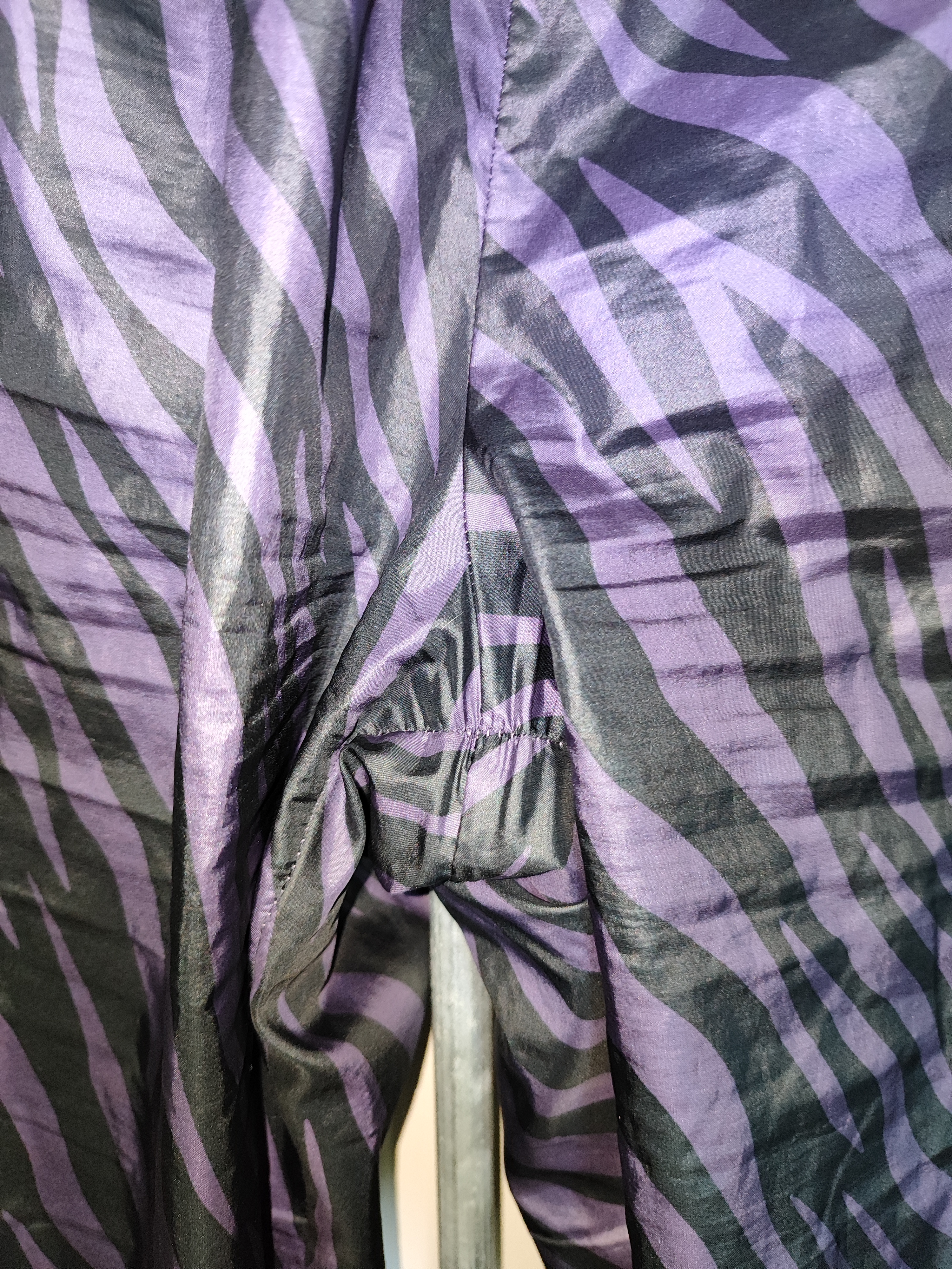 Nike Shiny Nylon Zebra Print Pants. Purple Black.