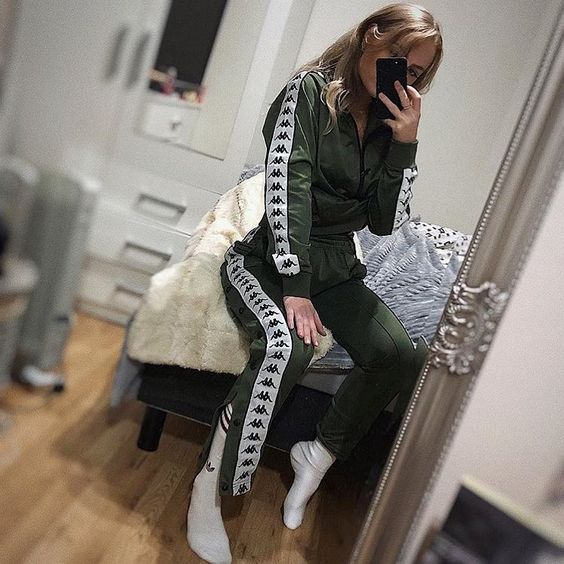 Olive green kappa store tracksuit