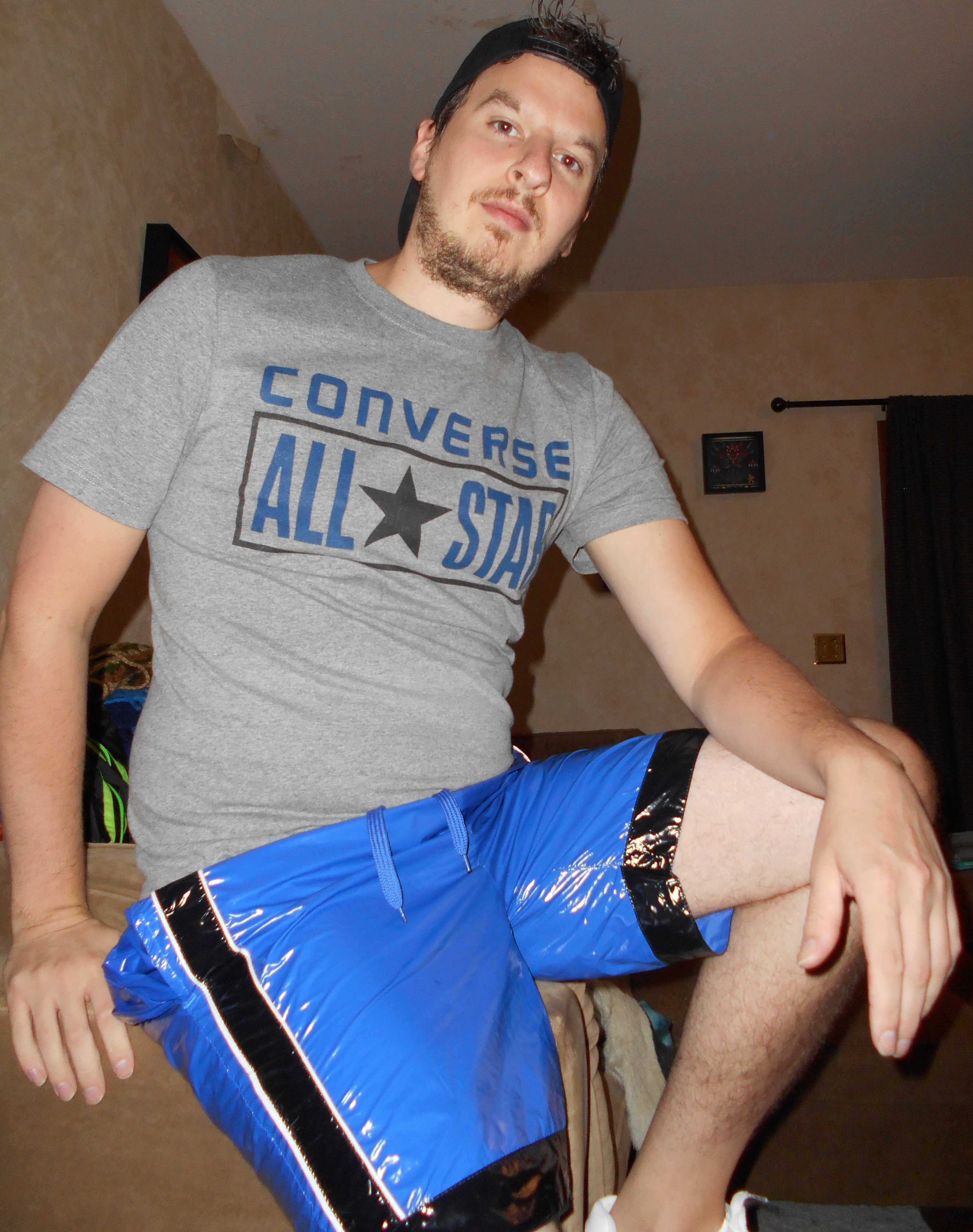 Shiny Blue Nylon Shorts 1