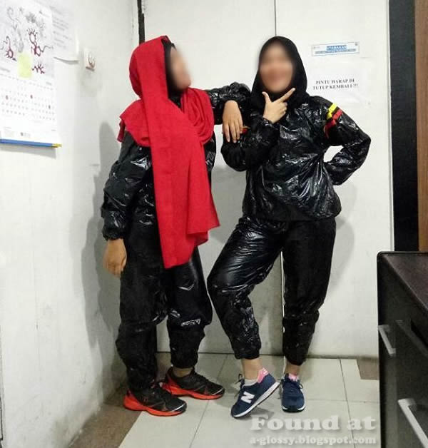 Shiny Vinyl Sauna Suits Womens Black Shiny Sports