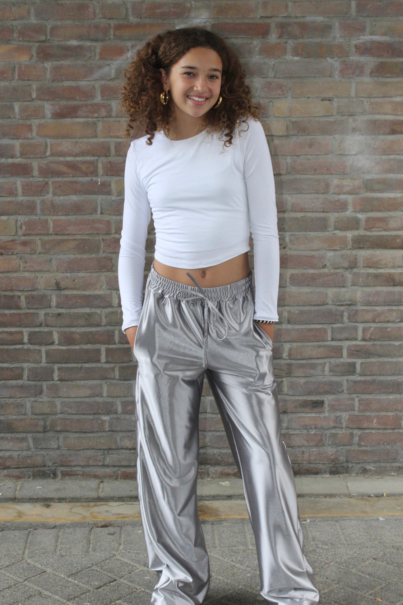 Silver silky pants