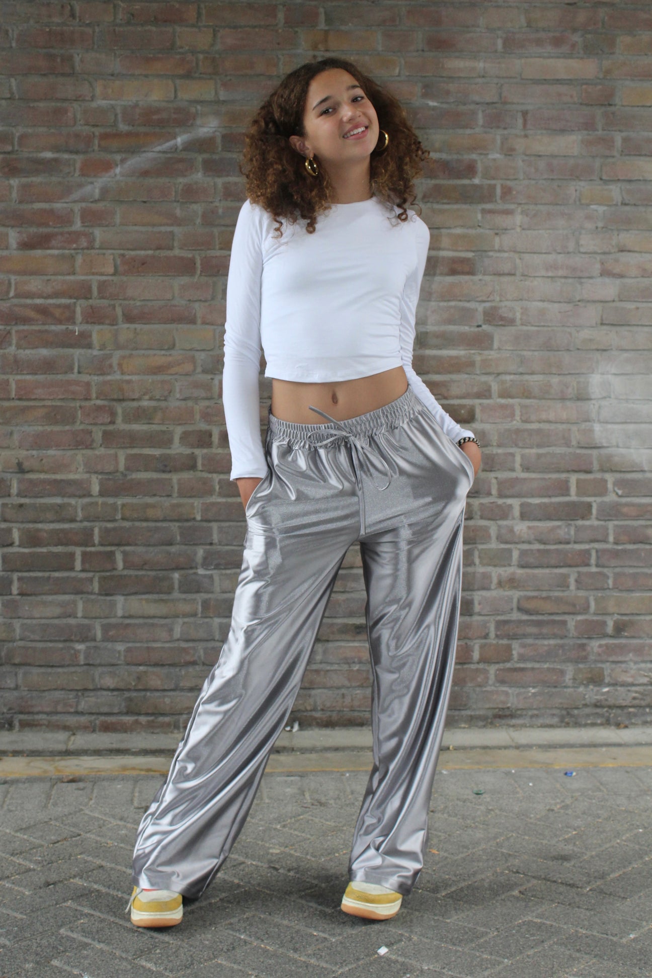 Silver silky pants