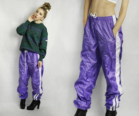 80s sport pants purple  HOT MILK vintage 80s clothing men online store