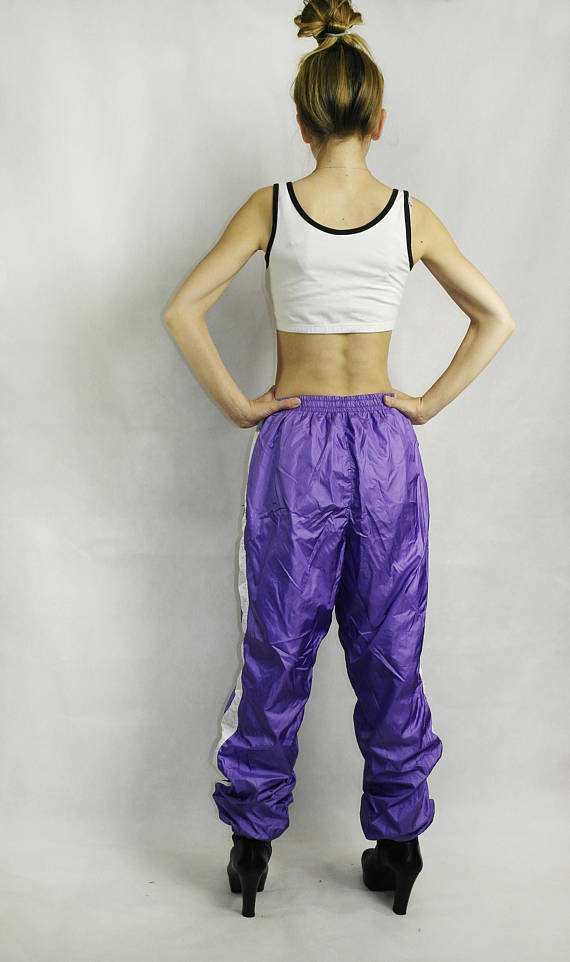 Vintage windbreaker pants  Vintage training pants  Oldschool sport pants  Etirel pants  Purple pants  80s sports pants Ropa deportiva para hombre NU6M